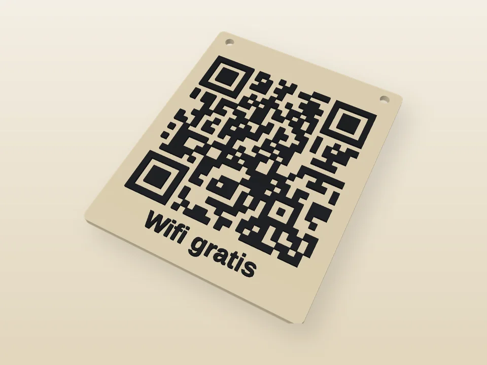 Placa de pared beige con QR de la red wifi